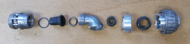 Plessey Mk. 4 series 6 way free socket and cable strain relief accessories - exploded